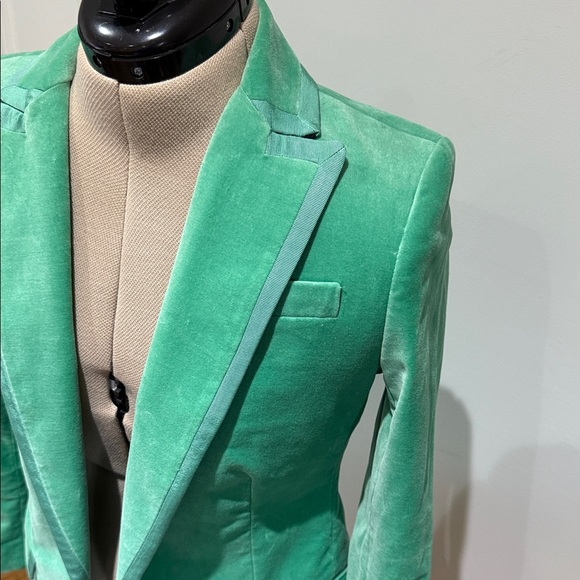 J.Crew Collection Women's Willa Blazer in Green Stretch Velvet  O - Picture 5 of 12